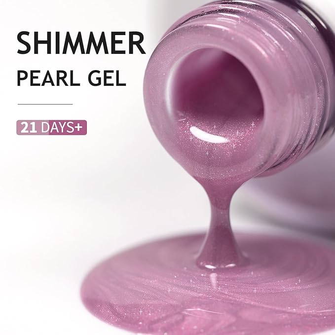 RARJSM 15ML Light Pink Pearl Gel Nail Polish,Pearlescent Gel Polish,Silver Glitter Gel Polish Red Shimmer Mermaid Nail Gel Polish Soak Off LED UV Drawing Swirl Thread Effect for DIY Manicure Use