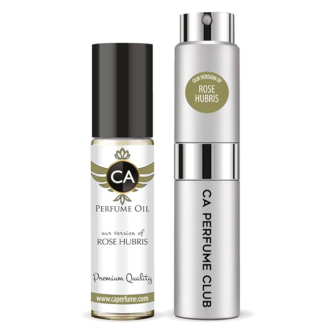CA Perfume Duo Impression of Rose Hubris For Women And Men Perfume Layering Set Long Lasting Travel Size EDP + Body Oil Roll-On Bottle 0.27 Fl Oz+0.33 Fl Oz