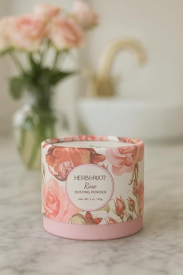 Herb & Root Talc Free Body Dusting Powders. Rose, Vanila, Sandalwood, Lavender, Jasmine, and Gift Sets (Travel Size, Lavender, Rose, Vanilla, Puff)