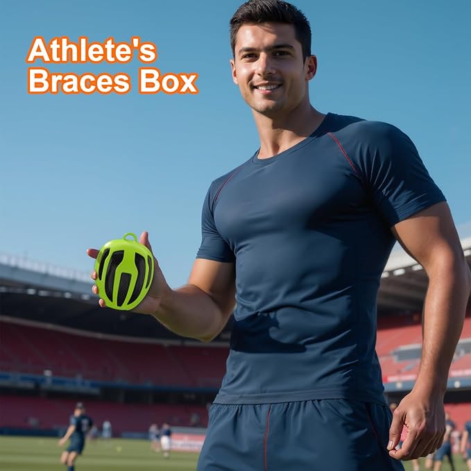 BVN Mouthguard Case Sports, Adult & Youth Sizes Universal Storage for Mouthguard, with Silicone Lanyard, Green+Carbon Fiber Coating.