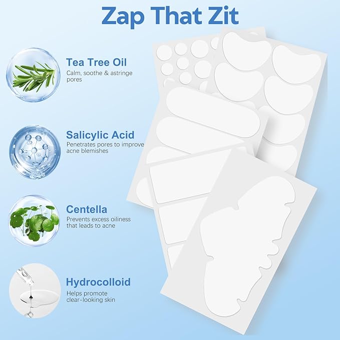 Large Pimple Patches for Face 331 Patches,Hydrocolloid Acne Patch Skincare Blemishes Zit Breakouts Bandages Big Spot Covers for All Skin Types w/Tea Tree Salicylic Acid & Cica Oil|Bigpack,Larger Size