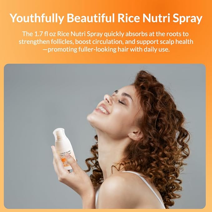 Youthfully Beautiful Rice Nutri Spray and Shampoo Bar Set Thickens Hair Supports Healthy Growth Rice Coffee Extract for Thinning Hair and Hair Loss Natural Cleanser Scalp Treatment