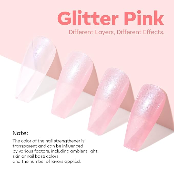 modelones Nail Strengthener Clear Gel Top Coat Nail Polish Cuticle Oil Pen Pink Nail Repair for Damaged Nails Care Kit for Women 15 ml Ridge Filler for Growth