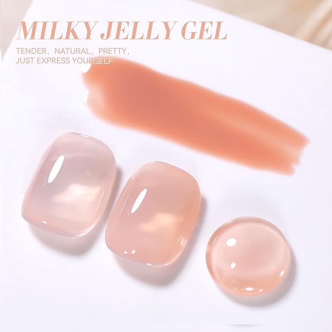 Born Pretty Jelly Nude Gel Nail Polish Sheer Translucent Transparent Skin Stone Natural Gel Polish Nail Art DIY at Home 15ML