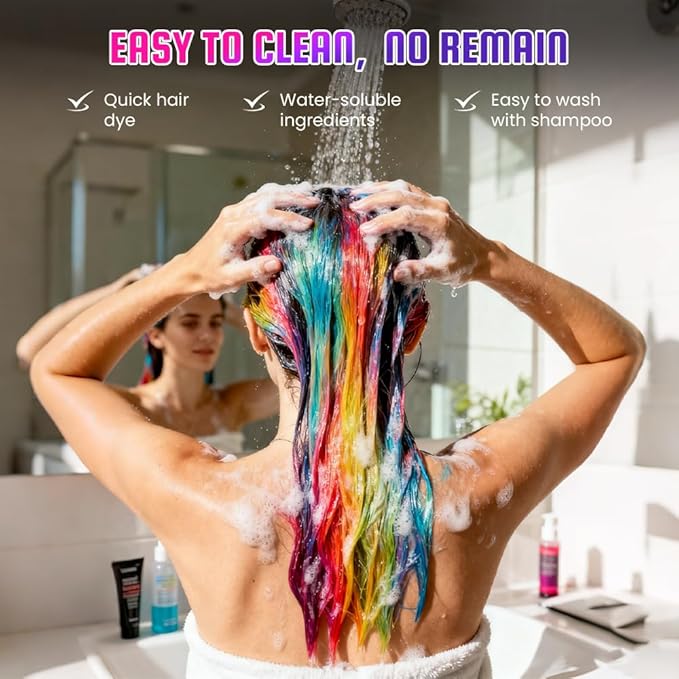 Festive Fun Hair Chalk Combs, 2026 DIY Temporary Hair Color, Colors Instant Hair Color Comb For All Ages For Birthday Party, Christmas Cosplay (8 Colors)