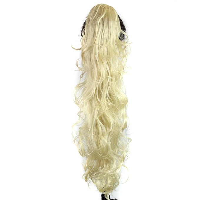 S_SSOY 31"(78cm) Women's Curly Pony Tail Hair Piece Synthetic Claw Clip Ponytail Wavy Long Curled in Hair Extension Extensions Long/Voluminous Wig Hairpieces for Women Girls Lady,613#