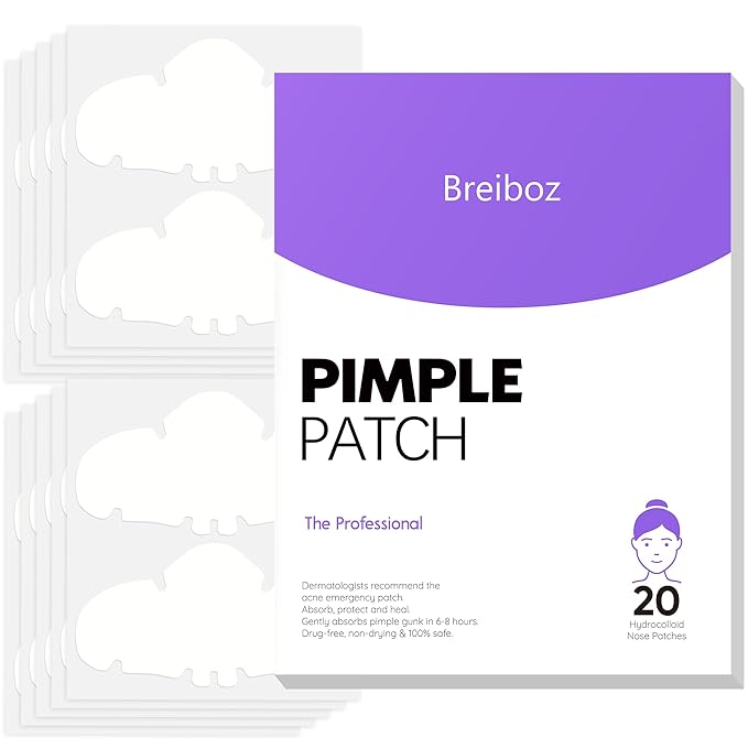 Pimple Patches for Nose, Nose Pore Patches, XL Hydrocolloid Acne Patches Cover Zit Blemishes & Absorb Oil with Tea Tree, Salicylic Acid & Cica Oil | 20 Patches