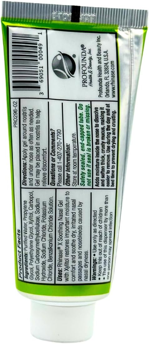 Rhinase X Nasal Gel | Long Lasting Symptom Relief from Nasal Dryness from Low Humidity and Allergy| Great for Travel Dryness Caused by Dry Nose. 60g