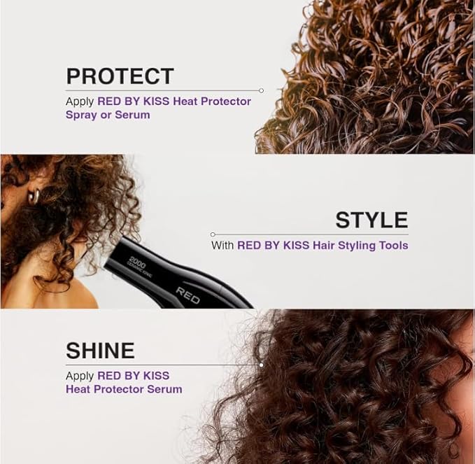 Red by Kiss 3000 Ceramic Tourmaline Professional Hood Dryer with Heat Protector Spray Bundle, Adjustable Height 1875W+ Ultra Keratin Thermal Spray for Hydration, Strength & Frizz Control (4 Fl Oz)