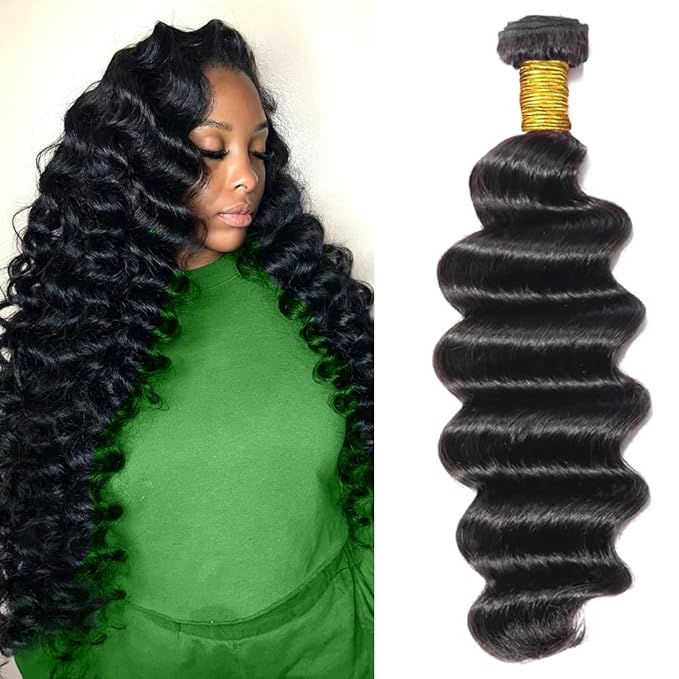 28 Inch Loose Deep Wave Bundles Human Hair 100% Unprocessed 12A Brazilian Virgin Human Hair Wet and Wavy Bundles Double Weft Loose Deep Weave Natural Black