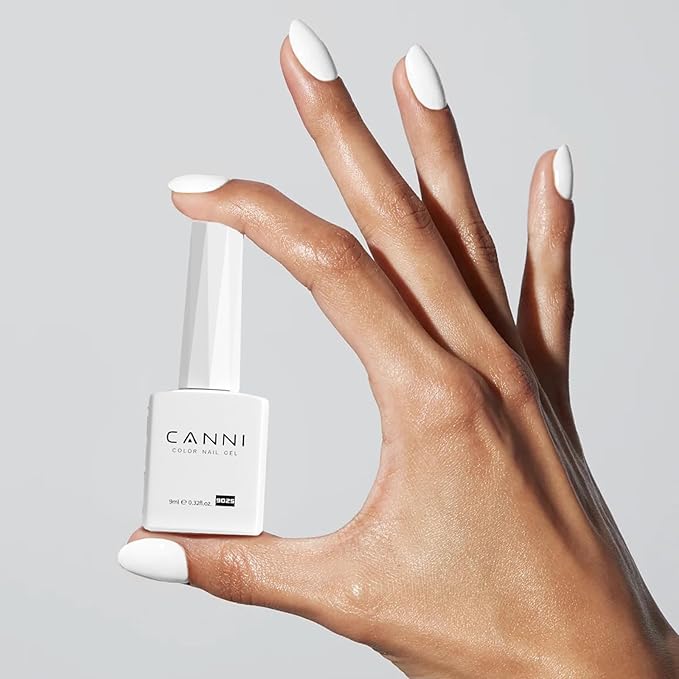 CANNI White Gel Nail Polish, 1Pcs Pure White Gel Polish Color High Gloss Soak Off U V Nail Manicure Salon DIY