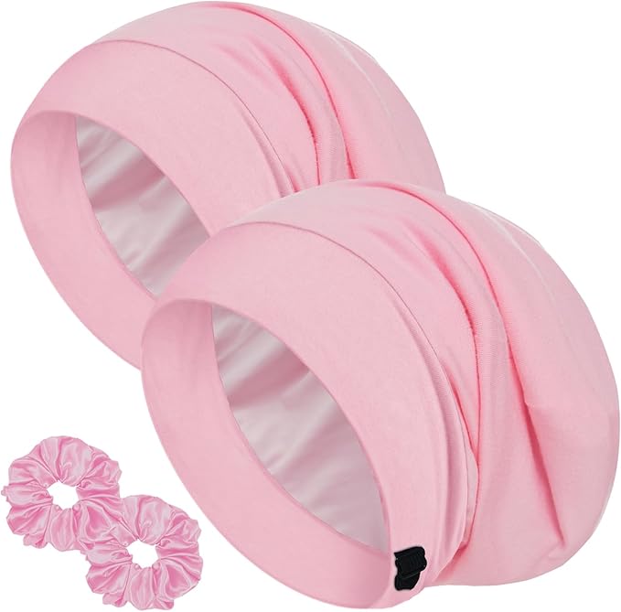 Sleep Cap Bonnet for Sleeping, Adjustable Cooling Ice Silk Lined Hair Bonnets for Natural Curly Braids Beanie Hat Women Men