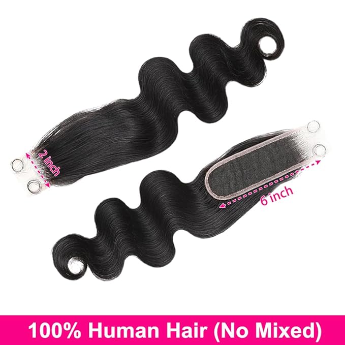 2x6 HD Lace Closure Body Wave Transparent Hd Lace Closure Human Hair 0.10Mm Ultra-Thin 2X6 HD Lace 14Inch 100% Brazilian Virgin Middle Part Pre Plucked With Baby Hair Natural Color