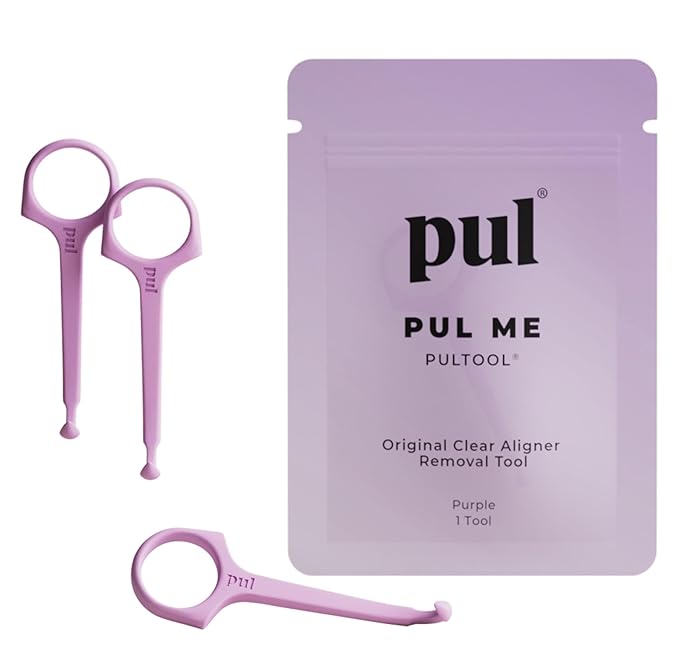 PUL Pack of 3 Reusable Clear Aligner Removal Tool — Compatible with Invisalign, Removable Braces, Retainers & Trays – Easy-to-Use Device Remover, Dental & Oral Hygiene Care Product – Purple