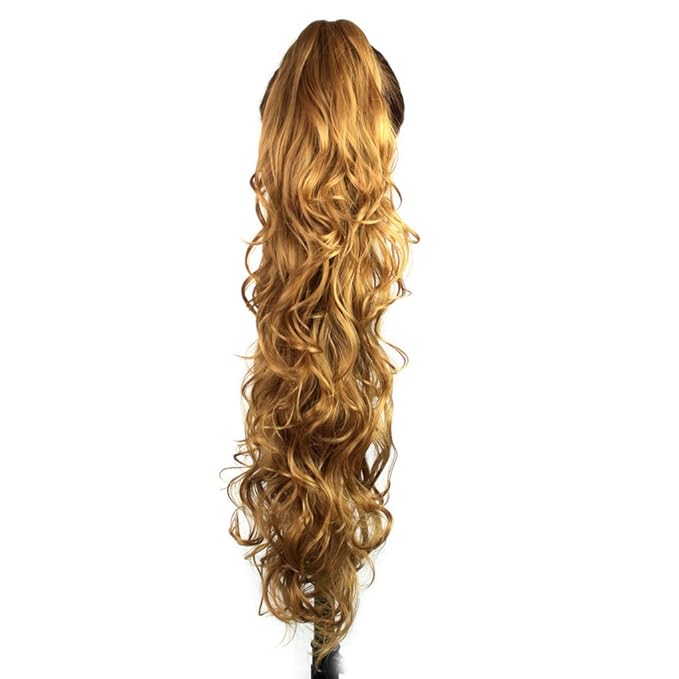 S_SSOY 31"(78cm) Women's Curly Pony Tail Hair Piece Synthetic Claw Clip Ponytail Wavy Long Curled in Hair Extension Extensions Long/Voluminous Wig Hairpieces for Women Girls Lady,27B#