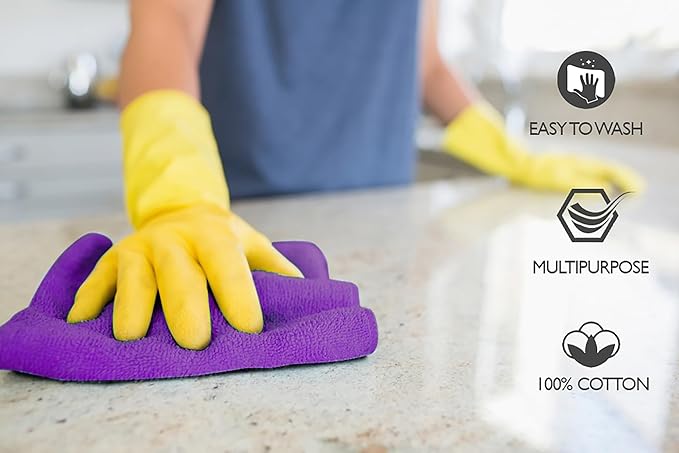 Premium Wash Cloths Pack of 12 (13" x 13") 100% Ring Spun Cotton | Luxury Washcloths | Ultra Soft Face Towels | Highly Absorbent Wash Cloths for face (Purple)