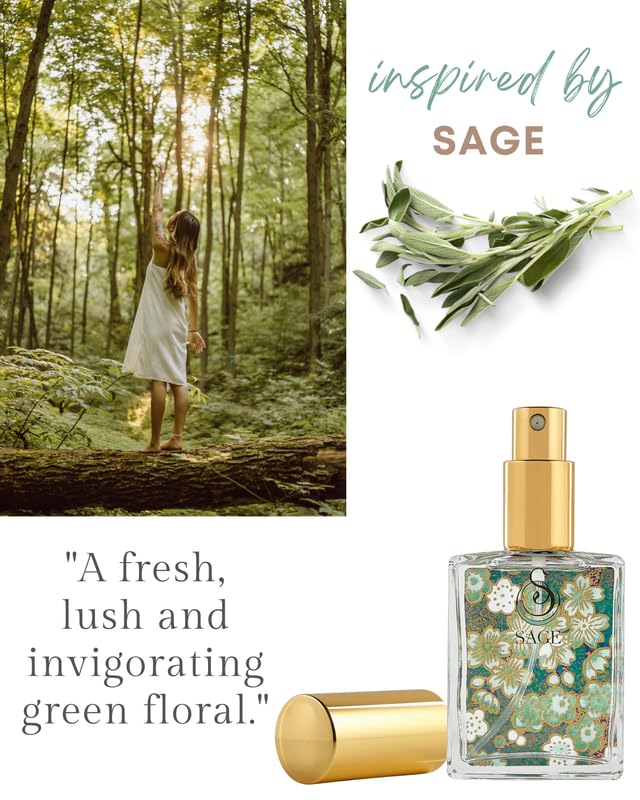 The Sage Lifestyle Sage Luxury Spray, Cucumber, White Sage, Tonka Bean, Sweet Pea, Egyptian Musk, Perfume for Women, Long Lasting, Fresh and Clean Fragrance, Artisan, Parfum, 2 oz, Travel Perfume