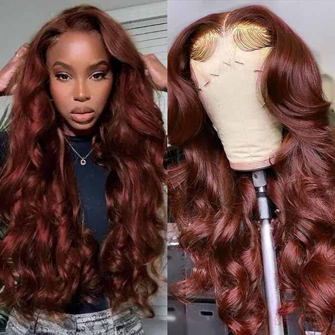 Reddish Brown Human Hair Wig Body Wave 13x6 Lace Front Wigs Human Hair Wigs For Black Women 28 Inch