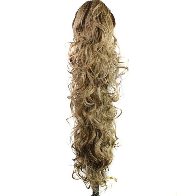 S-ssoy 31"(78cm) Women's Curly Pony Tail Hair Piece Synthetic Claw Clip Ponytail Wavy Long Curled in Hair Extension Extensions Long/Voluminous Wig Hairpieces for Women Girls Lady,16M18#