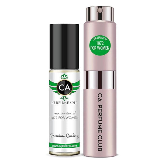 CA Perfume Duo Impression of 1872 For Women Perfume Layering Set Long Lasting Travel Size EDP + Body Oil Roll-On Bottle 0.27 Fl Oz+0.33 Fl Oz