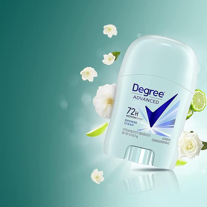 Degree Women’s Travel Deodorant Shower Clean 18-Pack – 72H Body Heat Activated Mini Antiperspirant, 0.5 Oz Ea