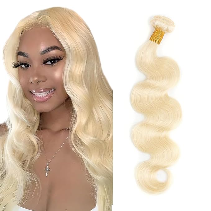 Blonde Human Hair Bundles 613 Body Wave Bundle Brazilian Unprocessed Virgin Hair 1 Bundle/50g 14 Inch White Blonde Bundles Human Hair Extensions