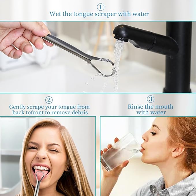 VIWIK 6 Pack Tongue Scraper for Adults Bad Breath Treatment for Adults 100% Stainless Steel Reduce Bad Breath Tongue Scrubber Easy to Use Tongue Cleaner for Oral Care & Hygiene