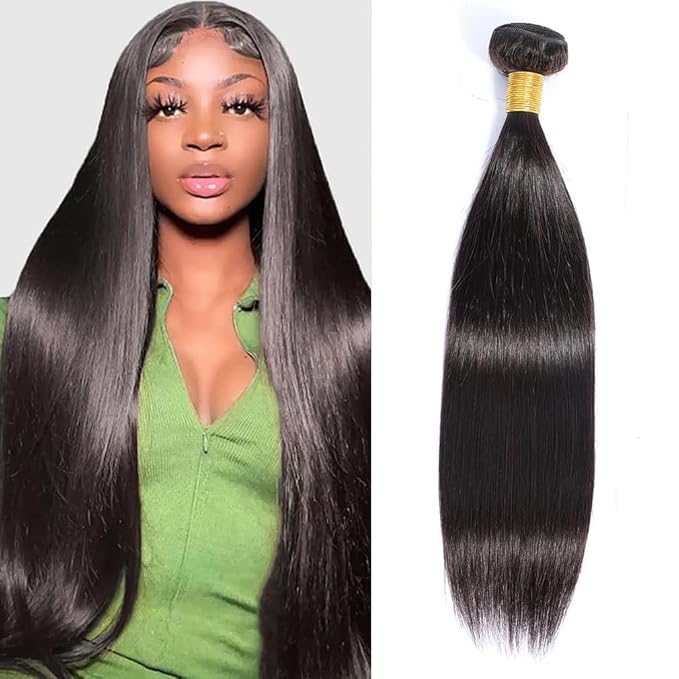 Straight Bundles Human Hair Natural Color 180 Density Unprocessed Brazilian Virgin Human Hair Bundles 12A Grade Double Weft Virgin Hair Extensions 26 Inch