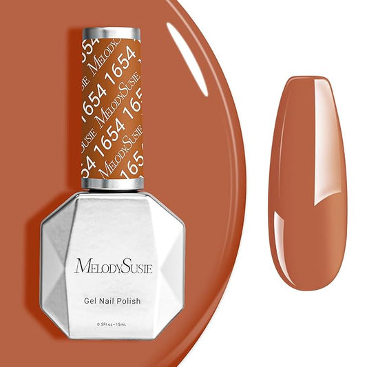 MelodySusie Transparent Brown Gel Nail Polish,0.5fl oz Nails Soak Off UV LED Cinnamon Brown Gel Polish Gift for Women Nail Art Manicure Salon DIY Nail Design Decoration at Home-1654