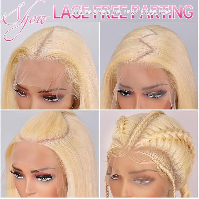 IUPin 26 Inch Straight 613 13x6 Lace Front Wigs Human Hair Blonde Wigs Human Hair HD Lace