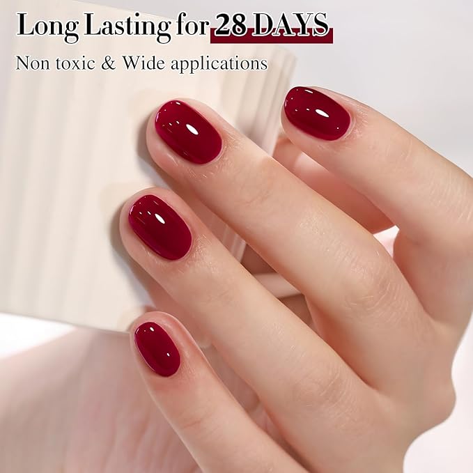 Double Rhythm 0.50 OZ Gel Polish Hema Free Same Color Same Bottle Golden Round Translucent Neutral Natural Milky 15 ML Jelly UV Polish Art DIY at Home (Burgundy-C1129)