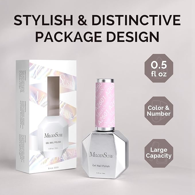 MelodySusie 15ML Milky Pink Gel Nail Polish, Nails Soak Off UV LED Creamy Pink Gel Polish Gift for Women Nail Art Manicure Salon DIY Nail Design Decoration at Home-A2601