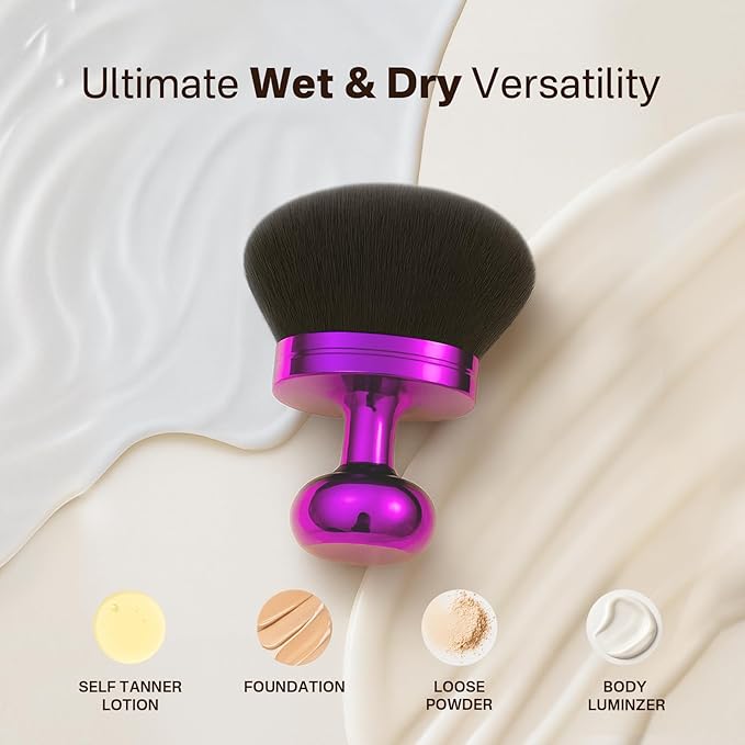 Tanning Brush for Self Tanner, Soft Dense Bristles for Smooth & Streak-Free Application, Purple Self Tanning Brush for Body, Blend Mousse, Lotion & Bronzing Foam for Even Full-Body Coverage