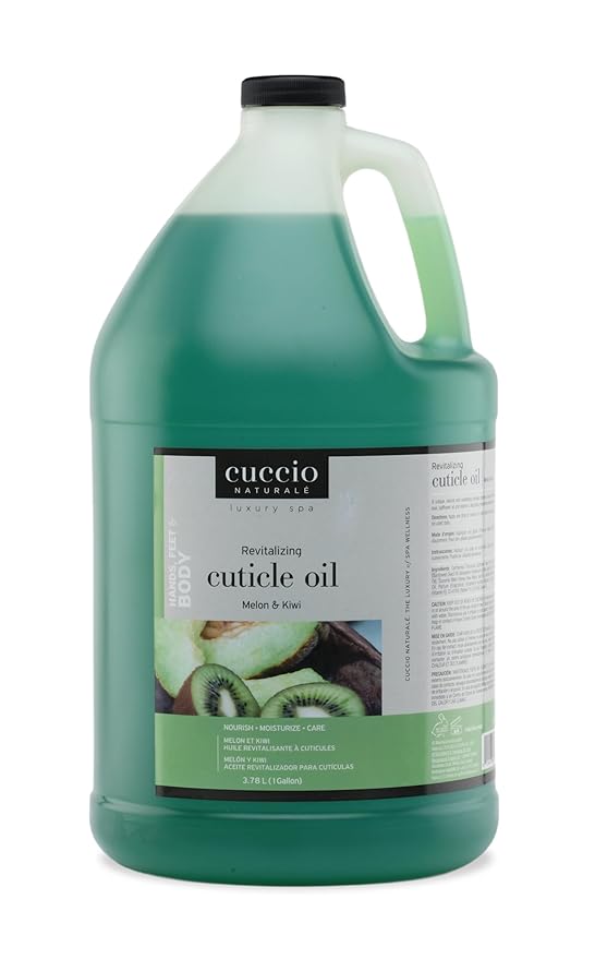Cuccio Naturale Revitalizing Cuticle Oil – Melon & Kiwi – 1 Gallon Refill (Nourishing Treatment for Dry Cuticles & Nails, Lightweight Absorbing Oil, Salon Professional Size)