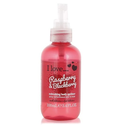 I LOVE Raspberry and Blackberry Refreshing Body Spritzer - Body Mist Fragrance - Long Lasting Body Spray with Fruity Raspberry and Blackberry Fragrance - 3.4 oz