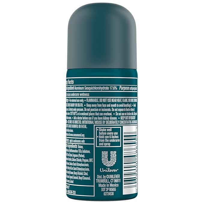 Degree Men’s Travel Deodorant Antiperspirant 6-Pack – 72H Advanced Protection Dry Spray, Cool Rush Scent, 1 Oz Ea