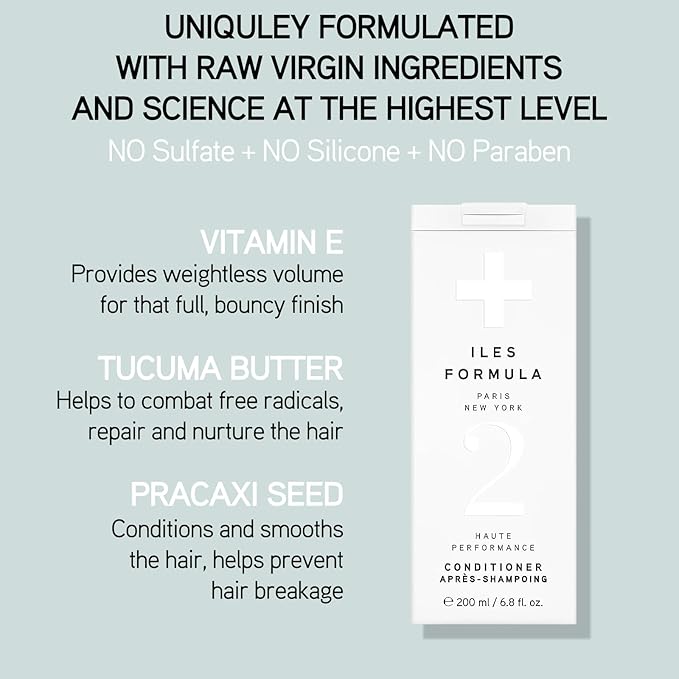 ILES FORMULA Haute Performance Shampoo and Conditioner Duo - Deep Cleanse, Detangles, Stops Hair Breakage & Transforms Damaged Hair + Color & Extension Safe (200ML Each)