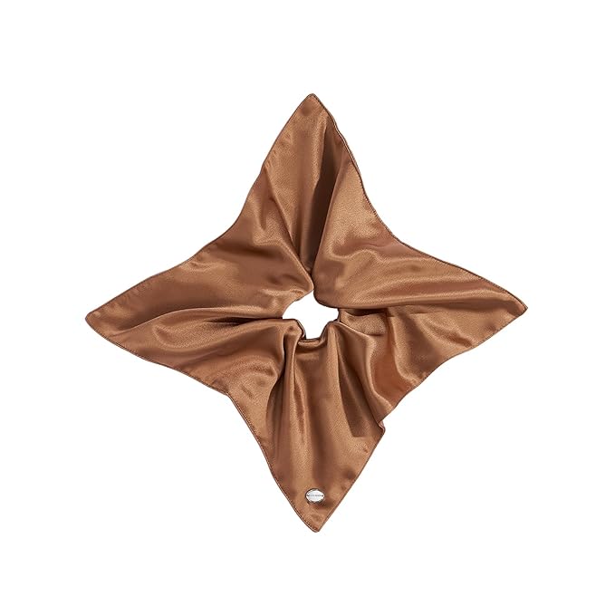EVITA PERONI Hair Scrunchies for Women, Polyester and Acetate Hair Ties, Silky Smooth No-Damage Hair Bands, Gentle Elastic Ponytail Hold for Women Girls (Coconut Shell Brown)