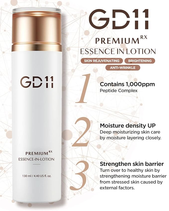 GD11 Premium RX Essence in Lotion | Moisturizing & Anti-Aging Face Lotion with Stem Cell Extract & Ceramide | Strengthen Skin Barrier & Anti-Wrinkle Firming Emulsion for Skin Smoothing, 4.4 fl.oz.