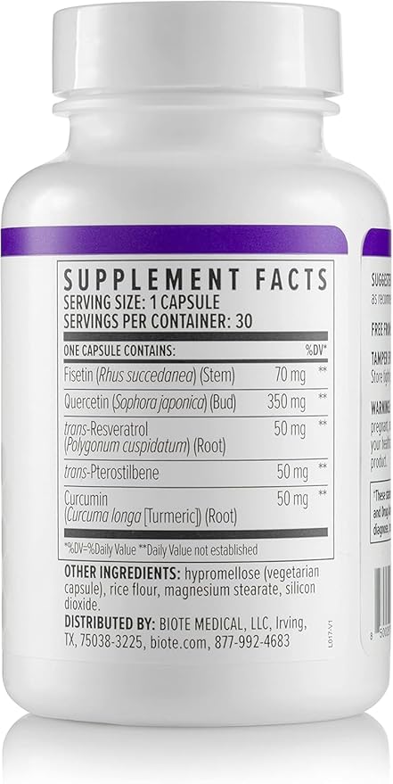 Biote Nutraceuticals - SENOLYTIC Complex - Antioxidants + Healthy Aging (30 Capsules)