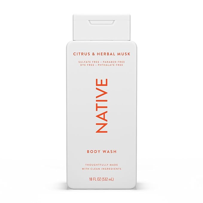 Native Body Wash Contains Naturally Derived Ingredients | For Women & Men, Sulfate, Paraben, & Dye Free Leaving Skin Soft and Hydrated | Citrus & Herbal Musk 18 oz