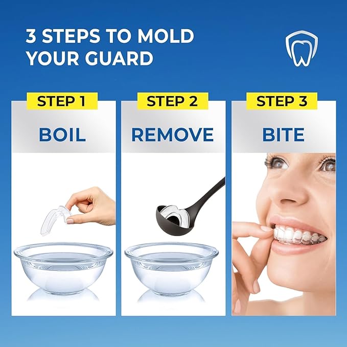 Mouth Guard for Grinding Teeth at Night: Moldable Dental Guard for Sleeping - Nighttime Protection for Teeth (4 Counts)