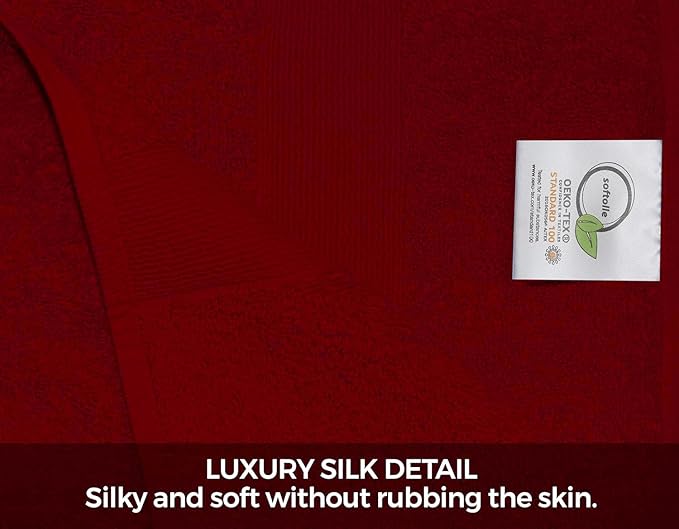Softolle Luxury 8 Piece Towel Set, 2 Bath Towels 2 Hand Towels 4 Washcloths, Towels for Bathroom, Home, Spa & Gym - Highly Absorbent (Burgundy)