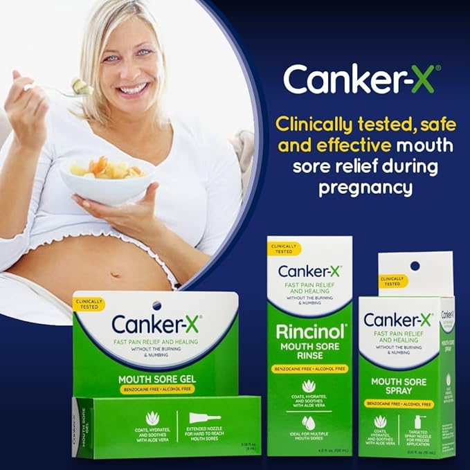 Canker-X Mouth Sore Gel, Fast Pain Relief & Healing for Canker Sores, Cheek Bites and Oral Abrasions, Oral Pain Relief Gel, Benzocaine-Free and Alcohol-Free, Adults and Kids 6+ Years, 0.28 fl oz