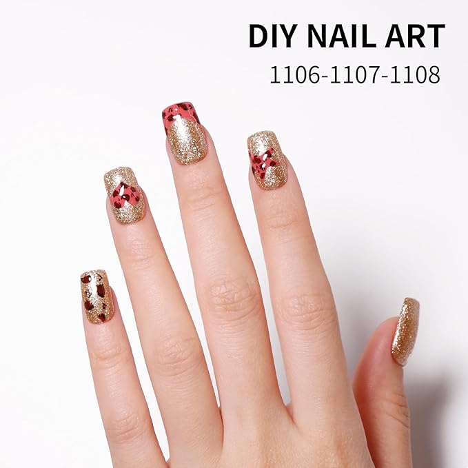 Champagne Gold Gel Polish Glitter Hema Free 0.34 OZ Same Color Same Top Cover Gold Reflective Sparkle UV Polish Christmas Manicure Art DIY