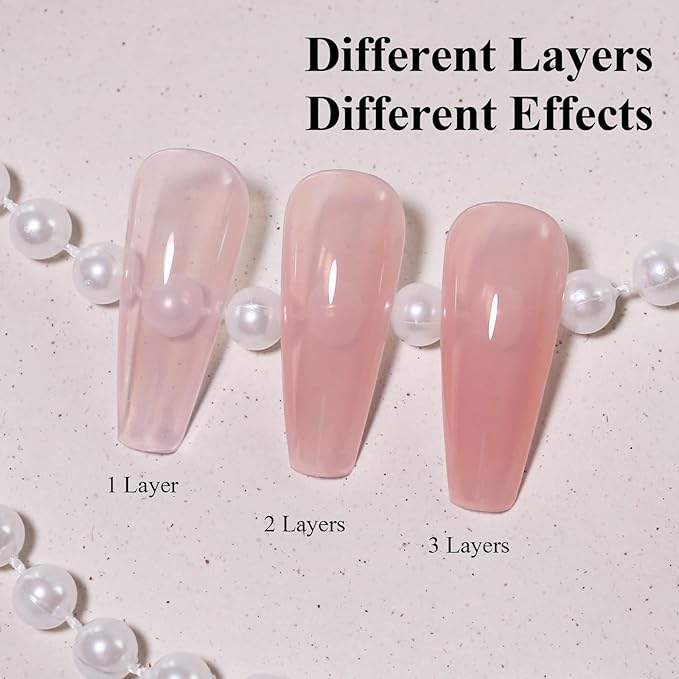 Imtiti Nude Jelly Gel Nail Polish, Sheer Translucent UV Gel Polish for Nail Art Soak off UV Led 10ML
