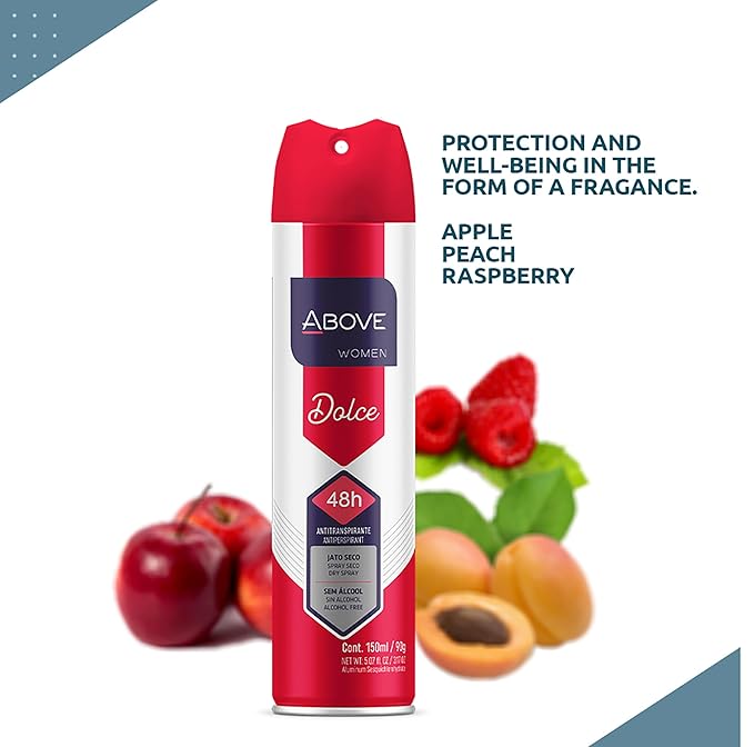 ABOVE 48 Hours Antiperspirant Deodorant, Dolce Vita, 3.17 oz - Dry Spray Deodorant for Women - Notes of Apples and Berries - Antiperspirant Spray