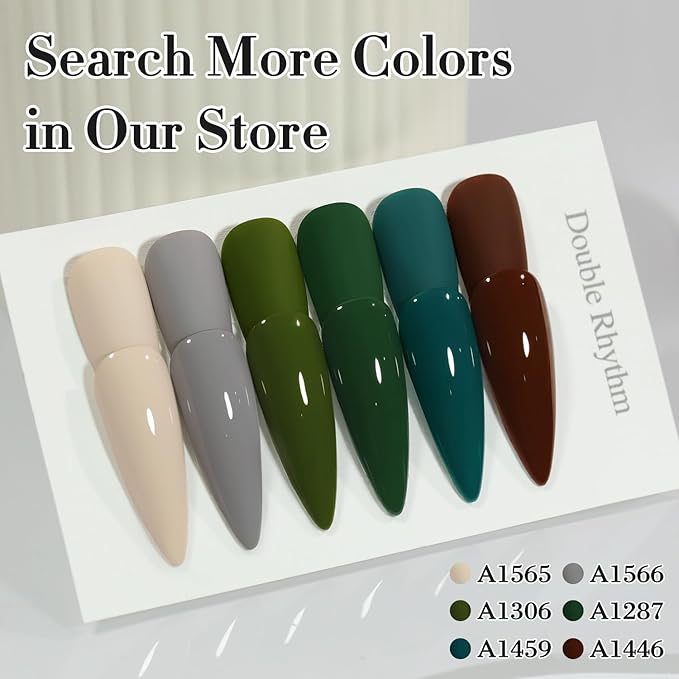 Double Rhythm 0.50 OZ Gel Polish Hema Free Same Color Same Bottle Golden Round Translucent Neutral Natural Milky 15 ML Jelly UV Polish Art DIY at Home (Lake Green-C1459)