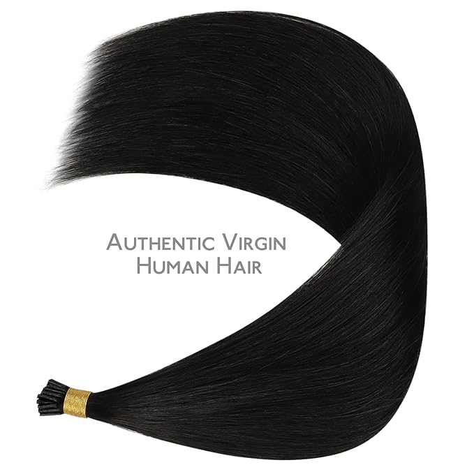 WENNALIFE I Tip Hair Extensions Human Hair, 50g 50s 24 Inch Natural Black Remy Itip Human Hair Extensions Invisible Itips Straight I Tips Fusion Extensions Real Human Hair