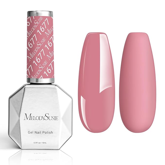 MelodySusie Thick Pink Gel Nail Polish,0.5fl oz Rose Pink Nails Soak Off UV LED Nude Pink Gel Polish Gift for Women Nail Art Manicure Salon DIY Nail Design Decoration at Home-1677